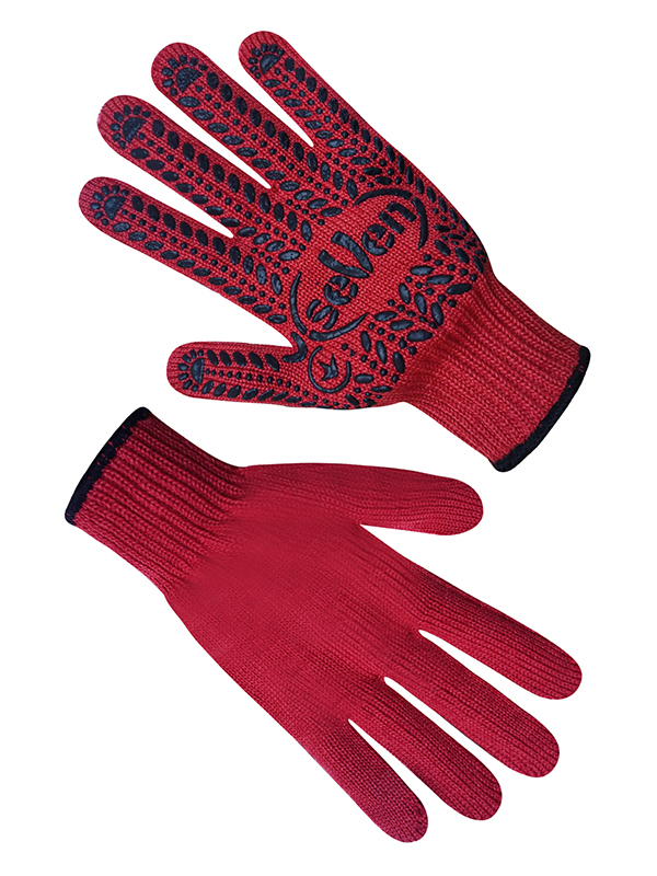 Рукавички трикотажні червоні з ПВХ-крапкою SEVEN 74040